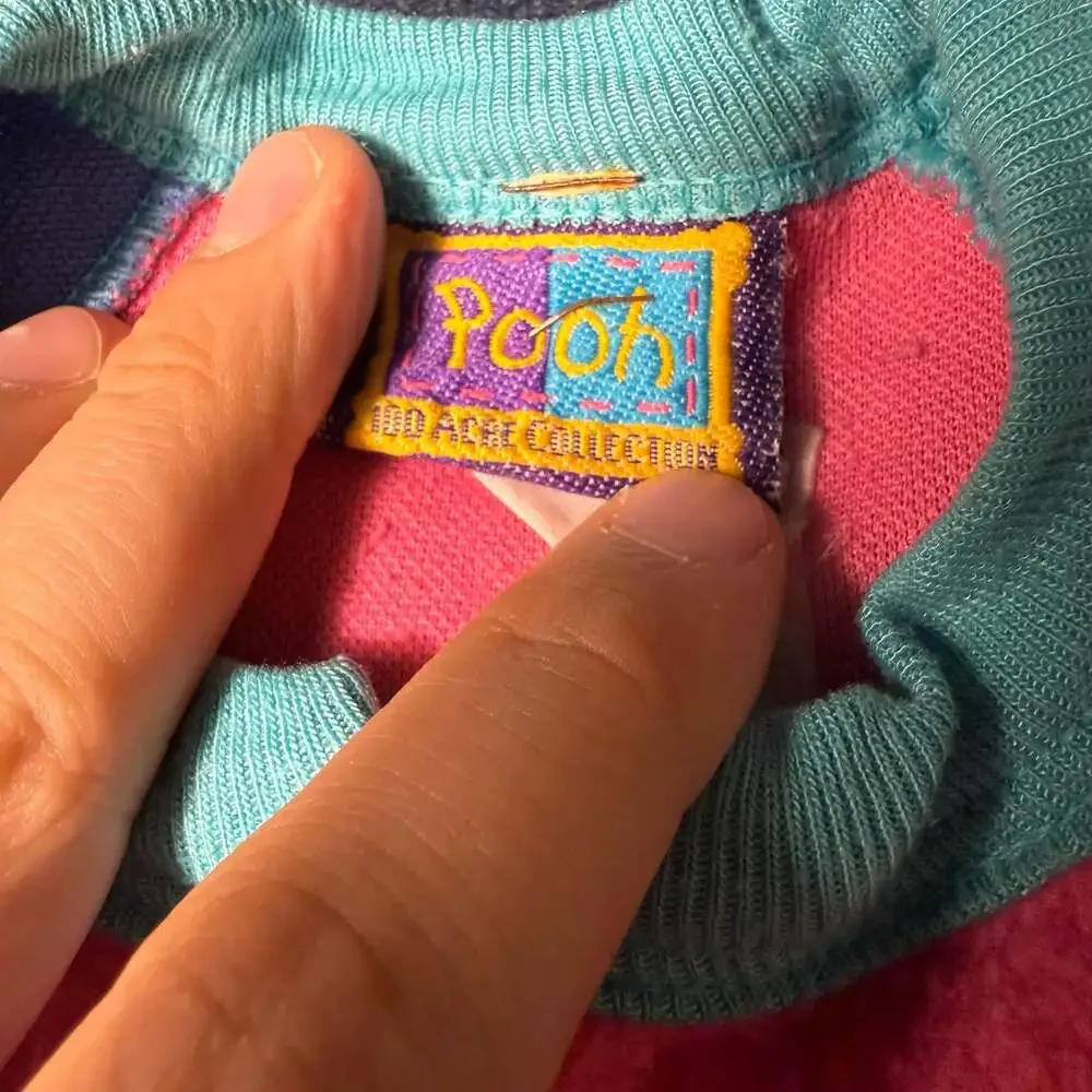 Vintage Winnie the Pooh 100 Acre Collection Colorblock Fleece Footed Pajamas